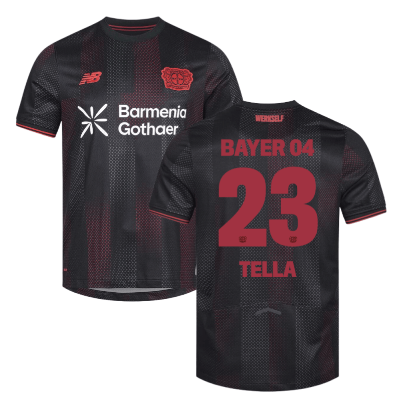 Nathan Tella 23 Leverkusen 2025-26 Home Match Jersey – Black