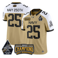 Navy 250th Jersey #25 Navy Midshipmen Jolly Rogers 2025 Trophy Stitched Gold Alternate