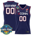 Custom UConn Huskies Jersey 2025 Big Eat Final Four Patch Stitched White Gold