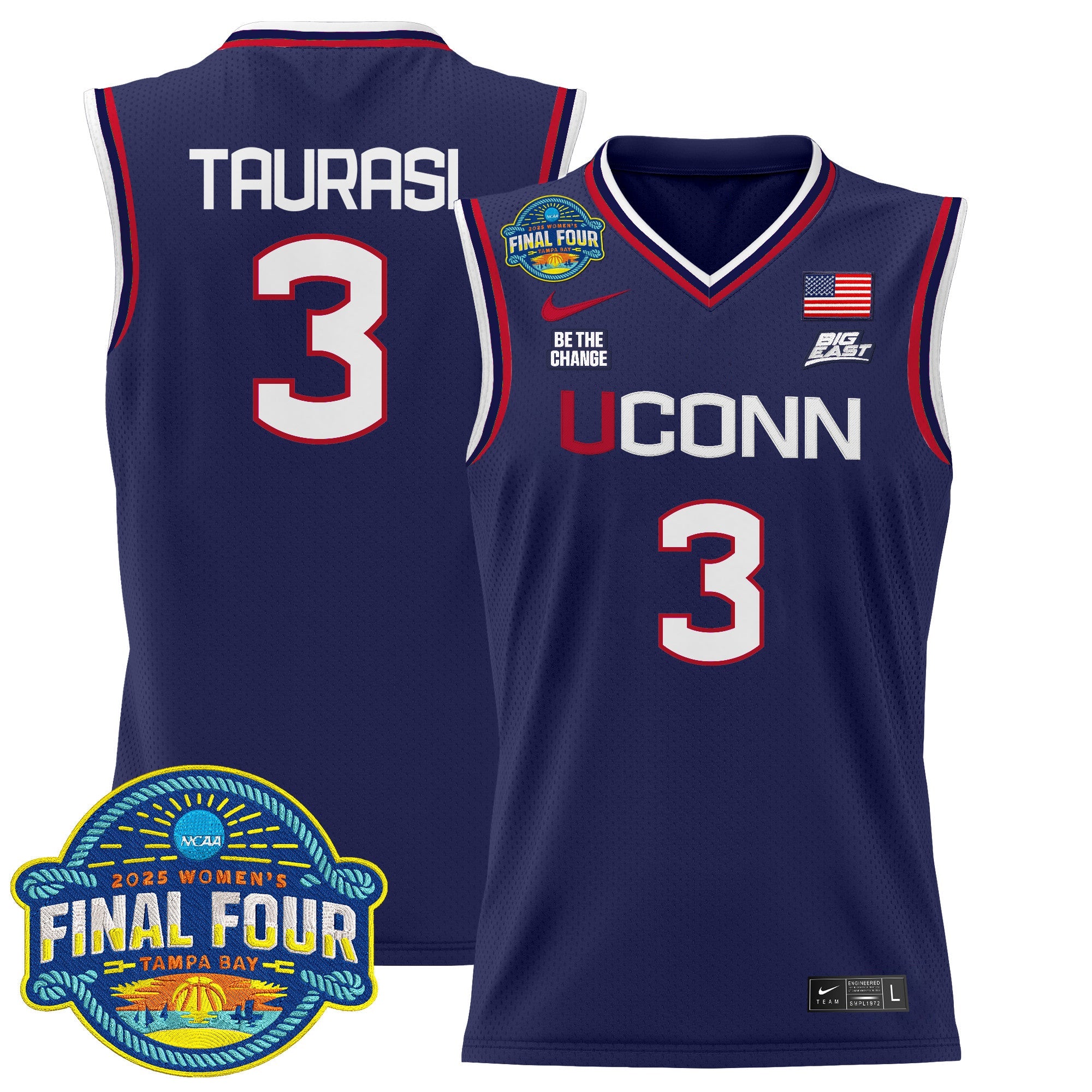 Diana Taurasi Jersey #5 UConn Huskies 2025 Big Eat Final Four Patch Navy