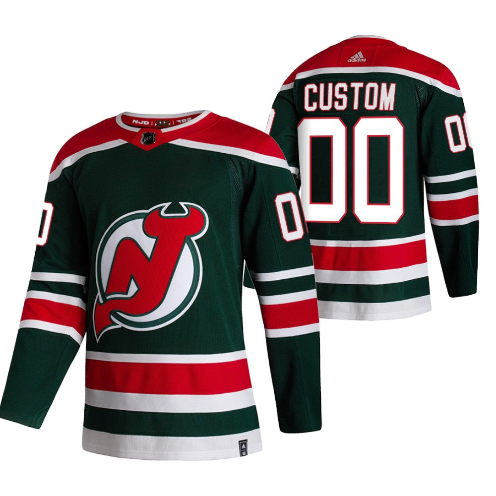 New Jersey Devils Custom Green 2020-21 Reverse Retro Alternate NHL Jersey Stitched