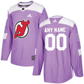 New Jersey Devils Purple Pink Custom Hockey Fights Cancer Practice Jersey Stitched