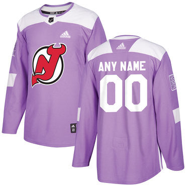 New Jersey Devils Purple Pink Custom Hockey Fights Cancer Practice Jersey Stitched