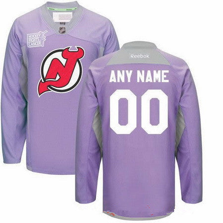 New Jersey Devils Purple Pink Custom Reebok Hockey Fights Cancer Practice Jersey Stitched