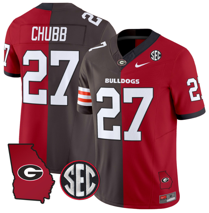 Nick Chubb Jersey #27 Georgia Bulldogs Split Vapor Football Stitched