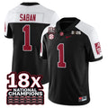 Nick Saban Jersey #1 Alabama Crimson 18x-Time National Champions Stitched