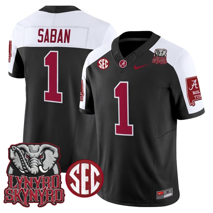 Nick Saban Jersey #1 Alabama Crimson Tide Lynyrd Skynyrd Stitched