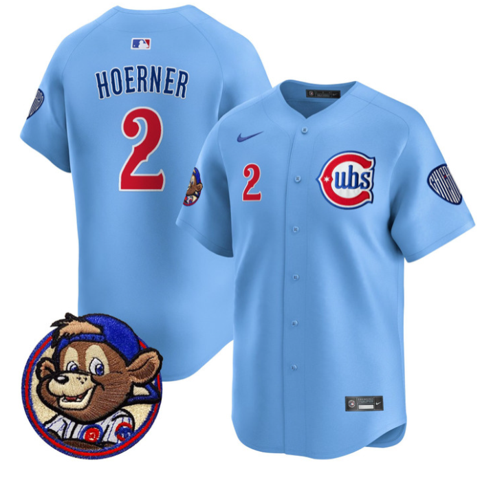 Nico Hoerner Jersey #2 Chicago Cubs Clark Patch Vapor Premier Limited Stitched