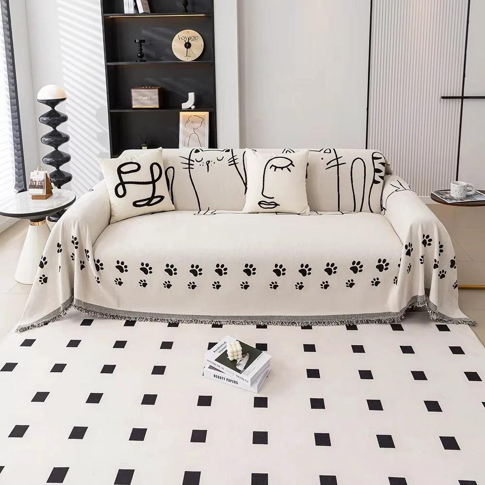 Nordic Cat Paw Chenille Sofa Cover