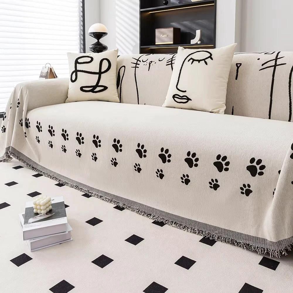 Nordic Cat Paw Chenille Sofa Cover