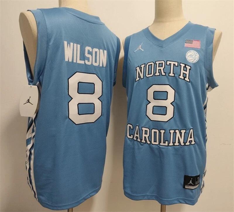 North Carolina Tar Heels #8 Caleb Wilson Blue Limited College Stitched Jersey