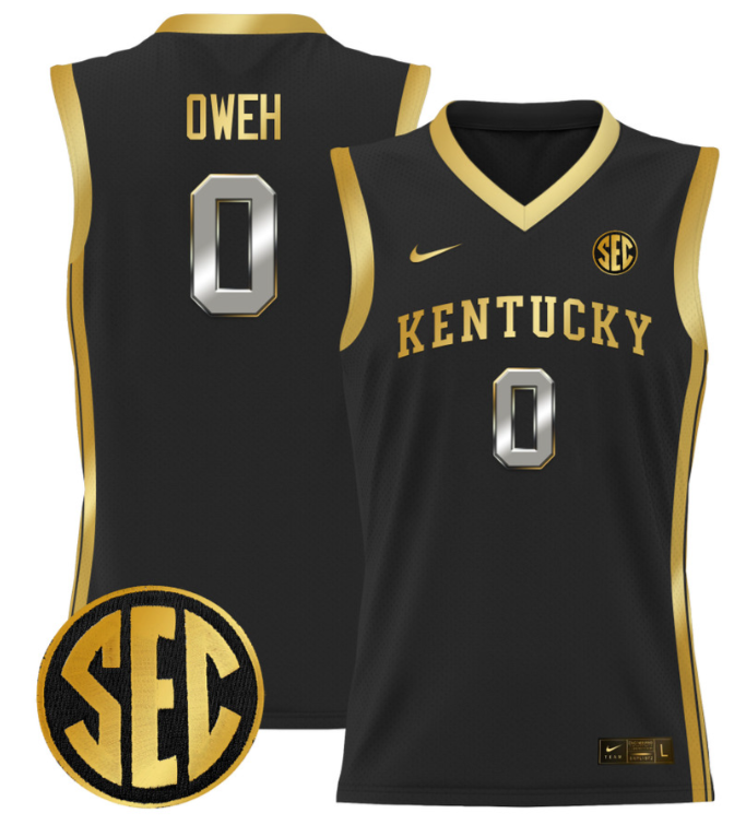 Otega Oweh Jersey #0 Kentucky Wildcats Lightweight Basketball Black Gold