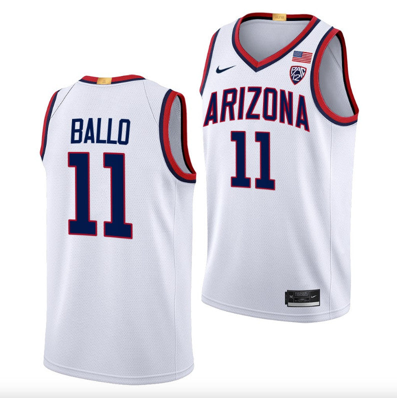 Oumar Ballo Jersey #11 Arizona Wildcats College Basketball White