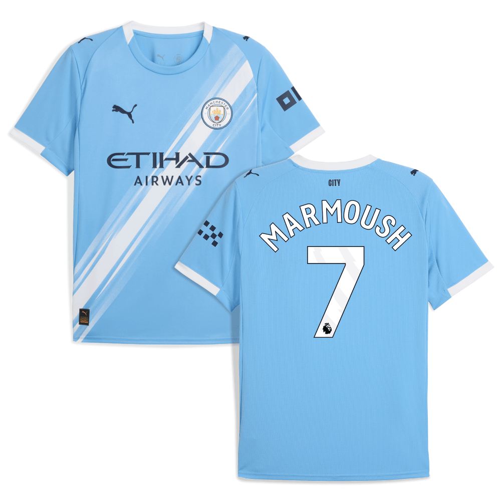 Omar Marmoush 7 Manchester City 2025-26 Home Men Jersey – Sky Blue