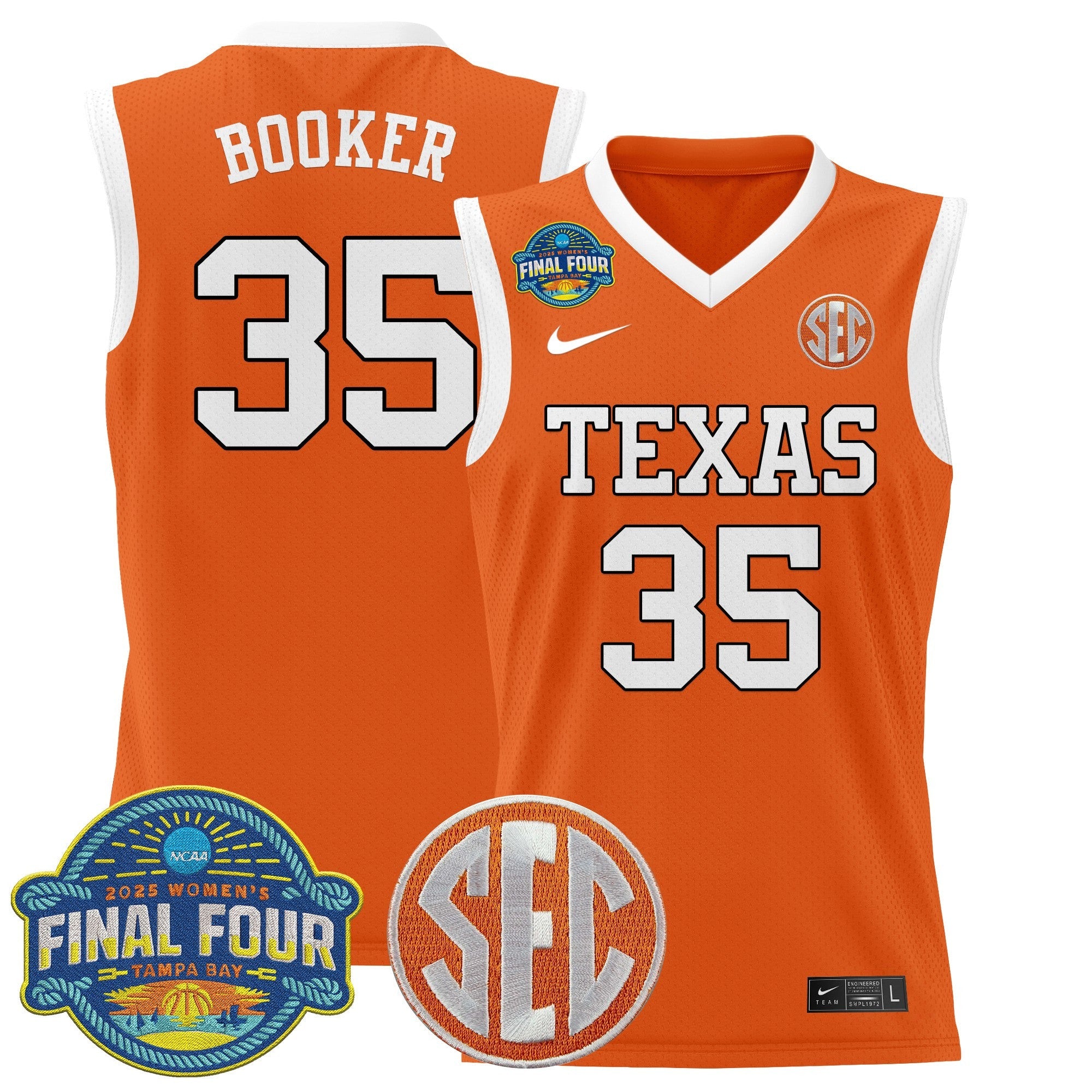 Madison Booker Jersey #35 Texas Longhorns 2025 Sec Final Four Patch Orange