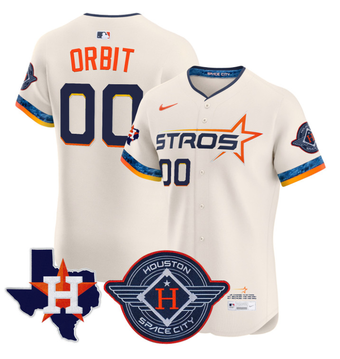 Orbit Jersey #00 Houston Astros 2025 City Connect Texas Patch Premier Elite Stitched