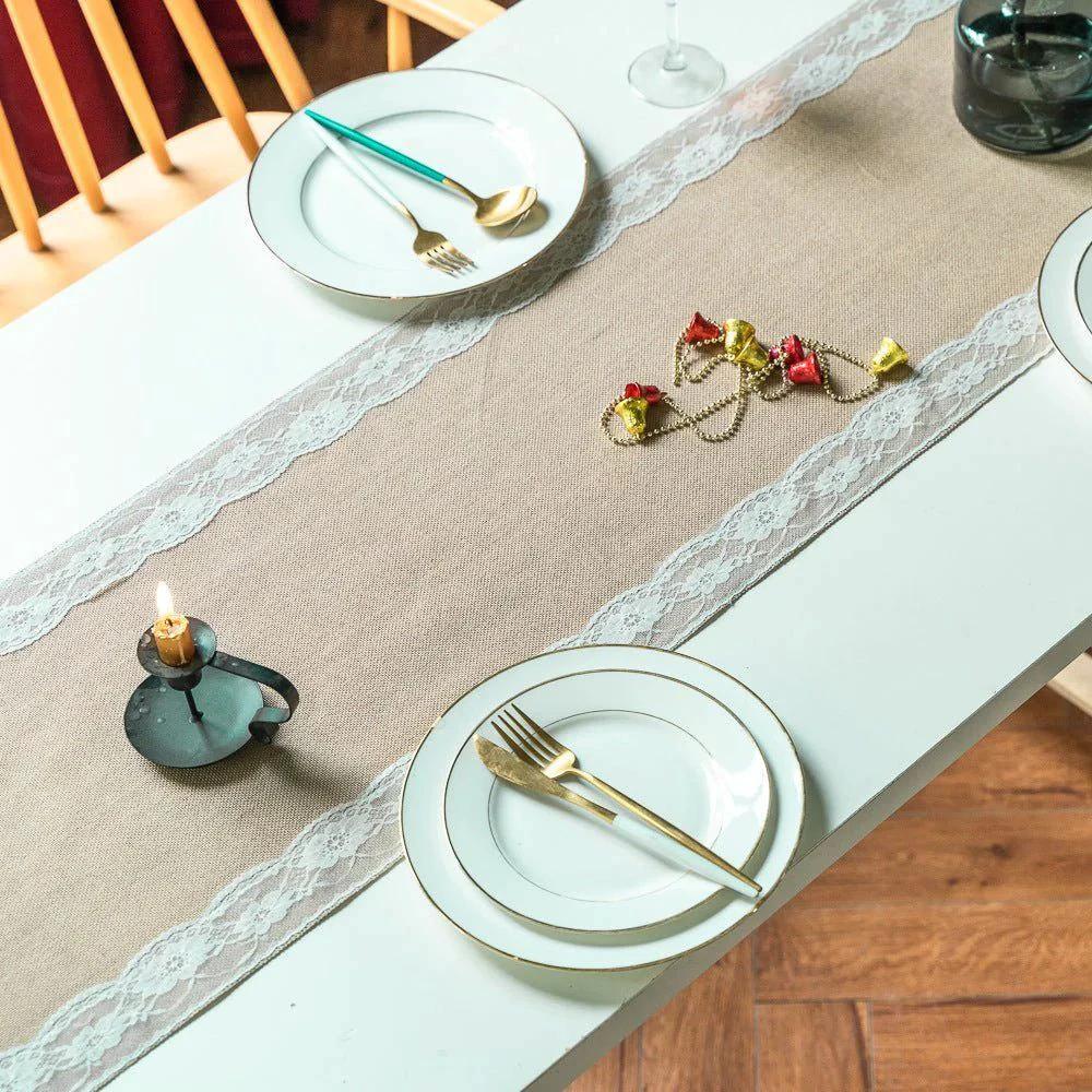Ornate Blossom Lace Edge Table Runner