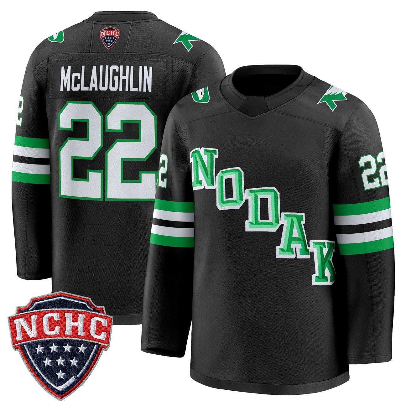 Owen McLaughlin Jersey #22 North Dakota Fighting Hawks 2025-26 Green Limited