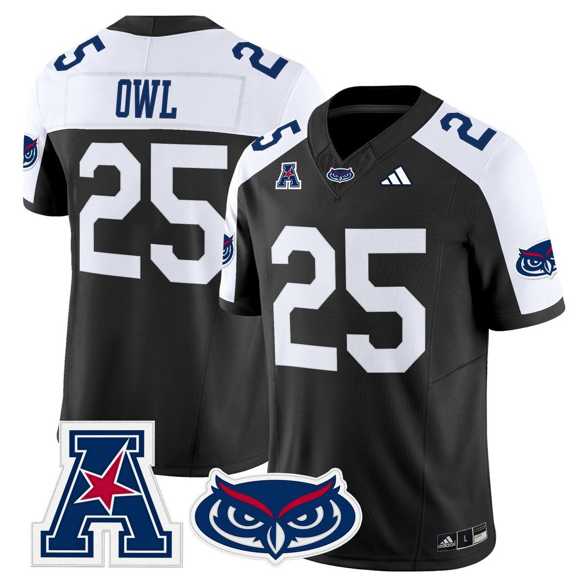 Owl Jersey #25 Florida Atlantic Owls 2025 All Stitched