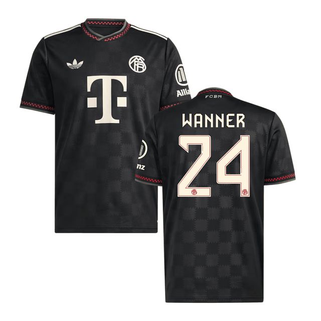 Paul Wanner #24 Bayern Munich 2025-26 Third Men Jersey – Black