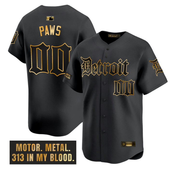 Paws Jersey #00 Detroit Tigers Motor Gothic Edition Stitched