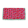 Graceful Red Floral Linen Cabinet Window Curtain