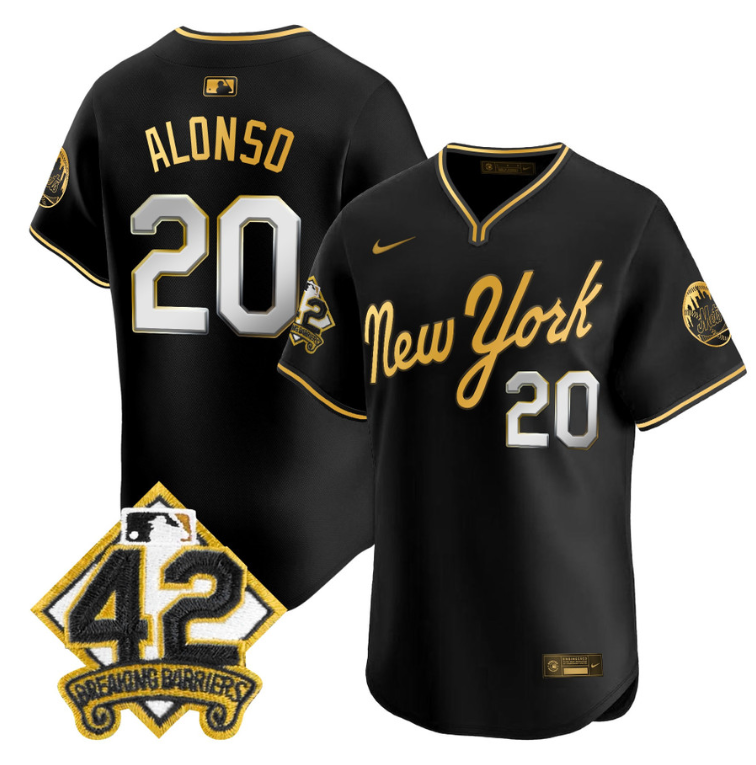 Pete Alonso Jersey #20 New York Mets 2025 Jackie Robinson Patch Road Alternate Stitched