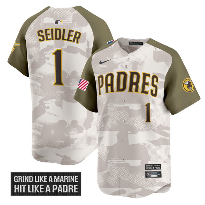 Peter Seidler Jersey #1 San Diego Padres 2025 Armed Forces Day Vapor Stitched