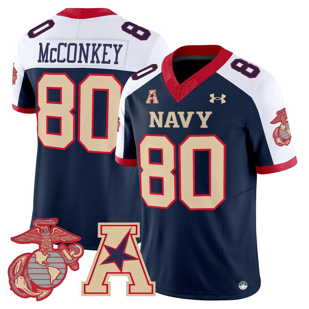 Phil McConkey Jersey #80 Navy Midshipmen Vapor USMC Premier Stitched