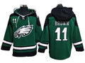Philadelphia Eagles #11 A.J. Brown Green Lace-Up Pullover Hoodie