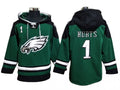 Philadelphia Eagles #1 Jalen Hurts Lace-Up Pullover Hoodie