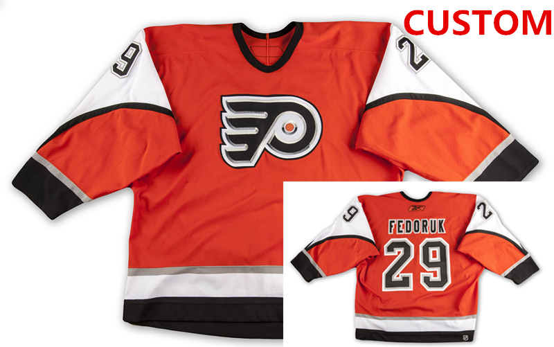 Philadelphia Flyers Custom Reebok Orange Home 2006 - 07 Jersey Stitched