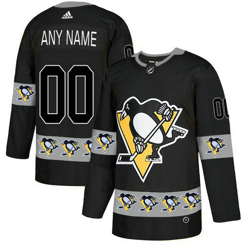 Pittsburgh Penguins Custom Black Team Logos Fashion Jersey Stitched