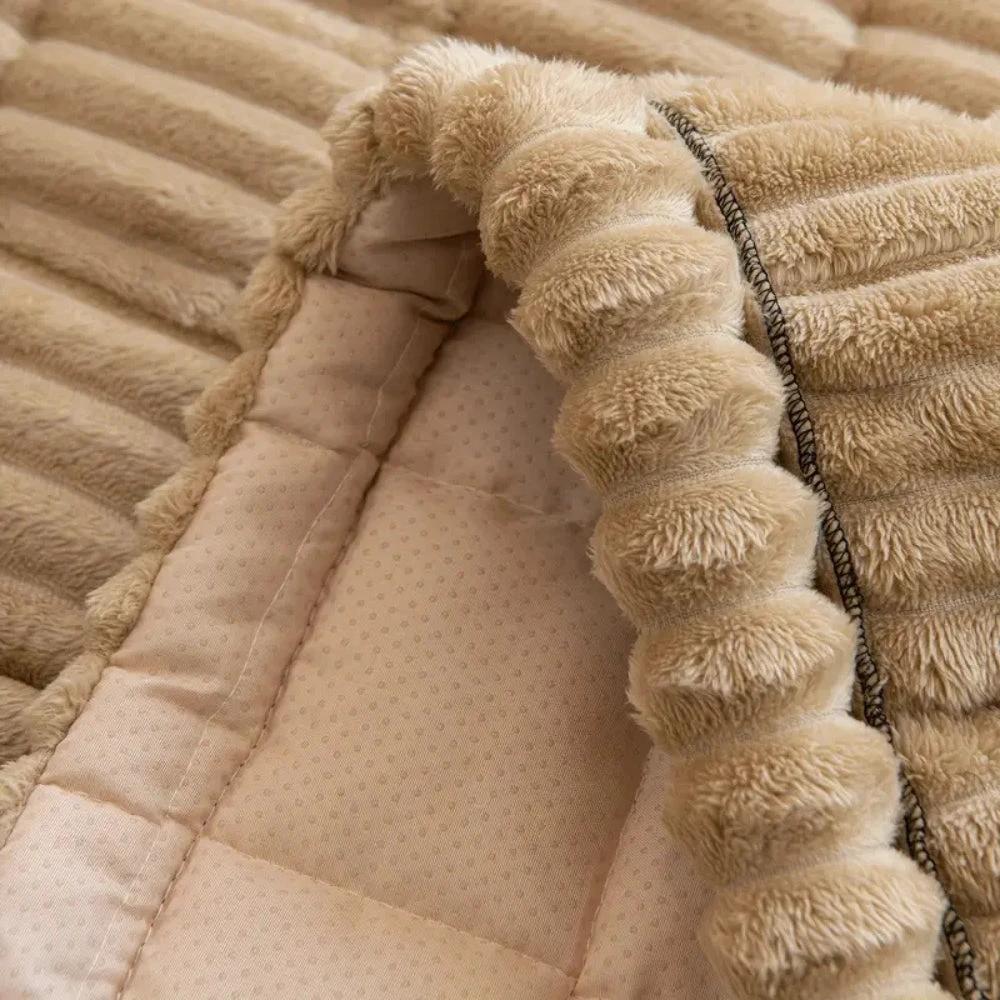 Plush Pleated Edges Sofa Cover