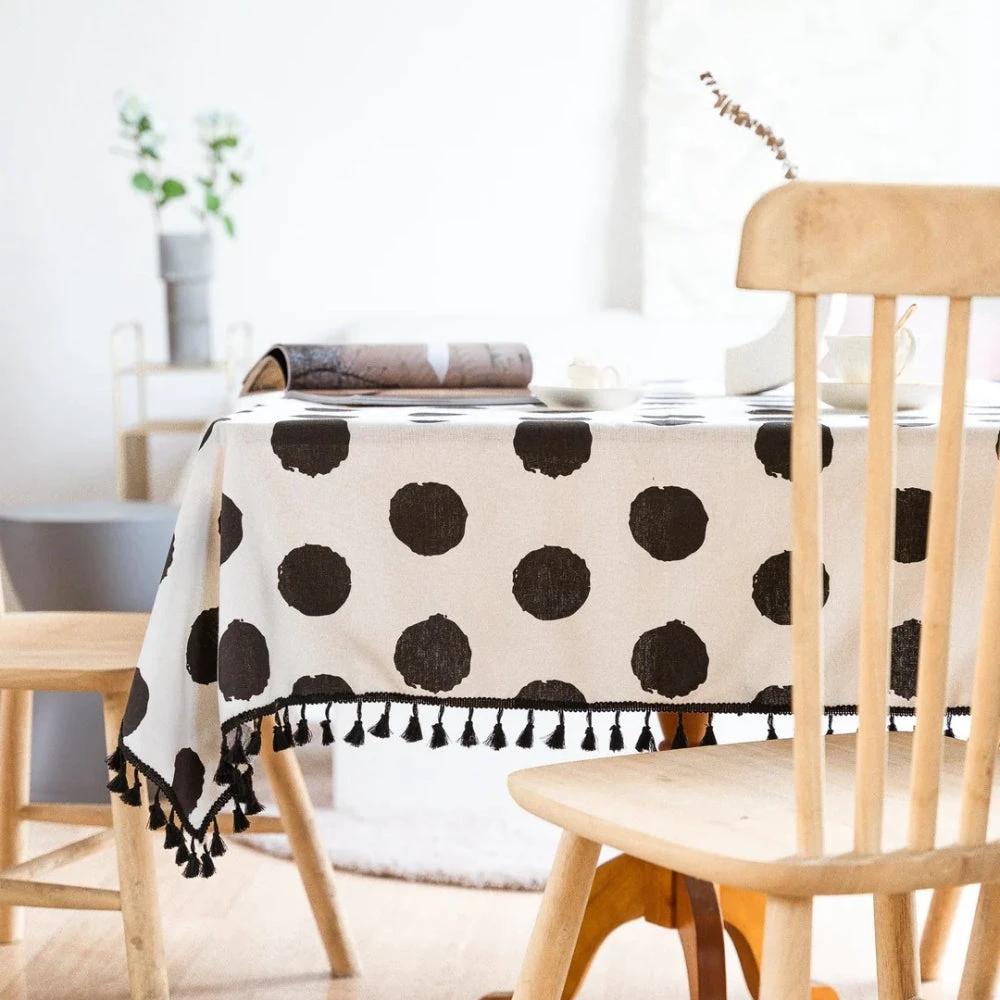 Polka Charm Tassel Table Cloth