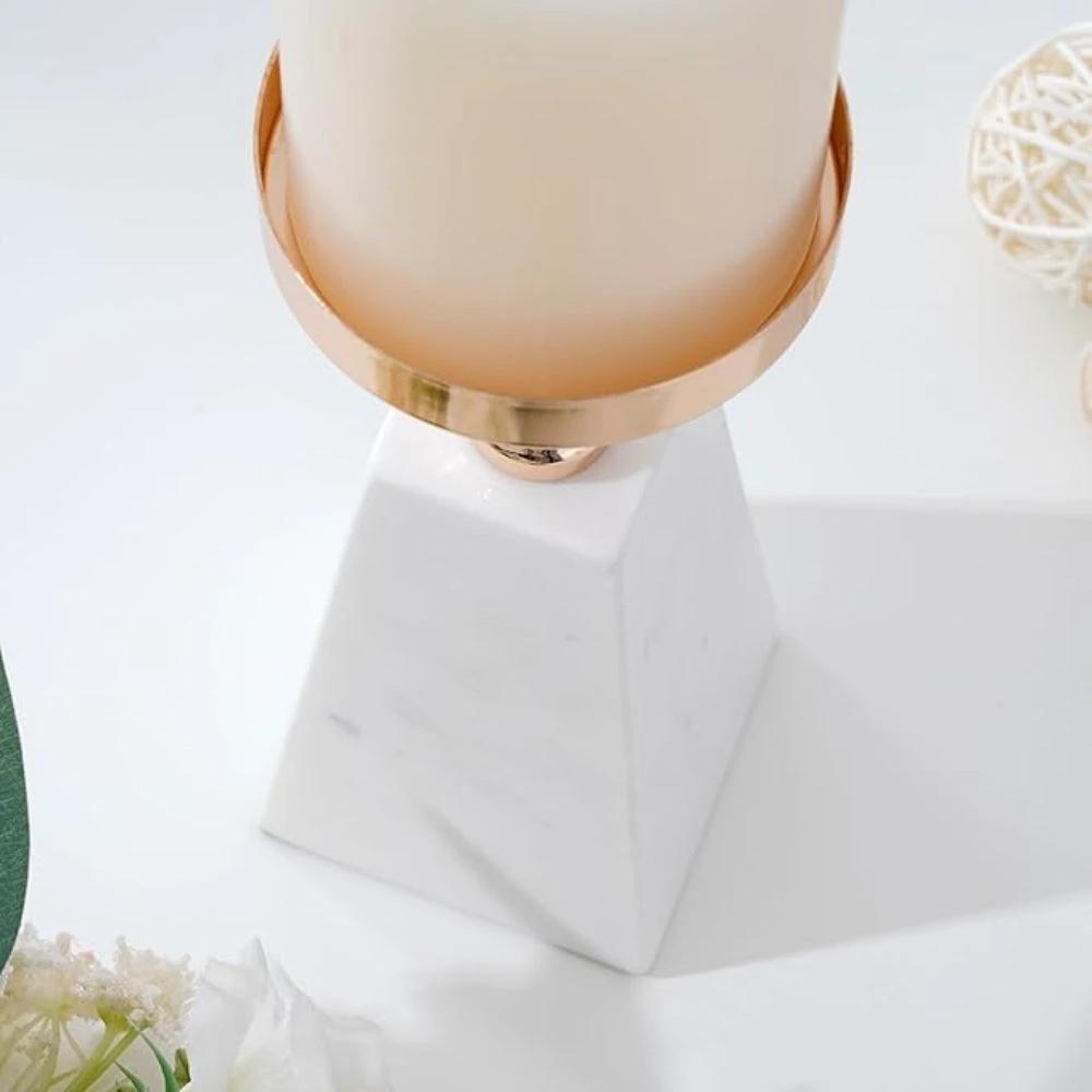 Pyramid Gold Marble Candle Holder