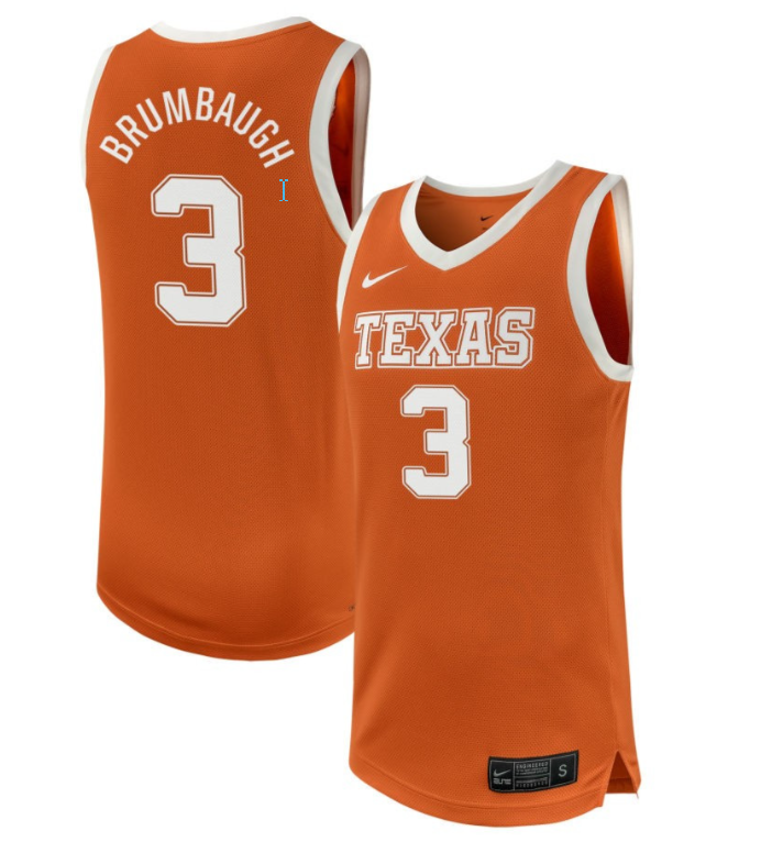 Rowan Brumbaugh Jersey #3 Texas Longhorns NIL Basketball Texas Orange