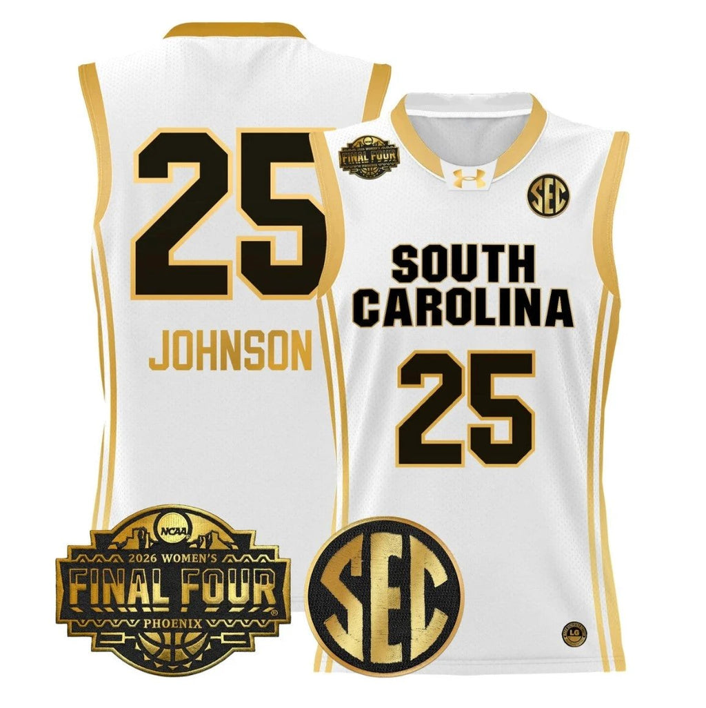 Raven Johnson Jersey #25 South Carolina 2026 Final Four Stitched White Gold