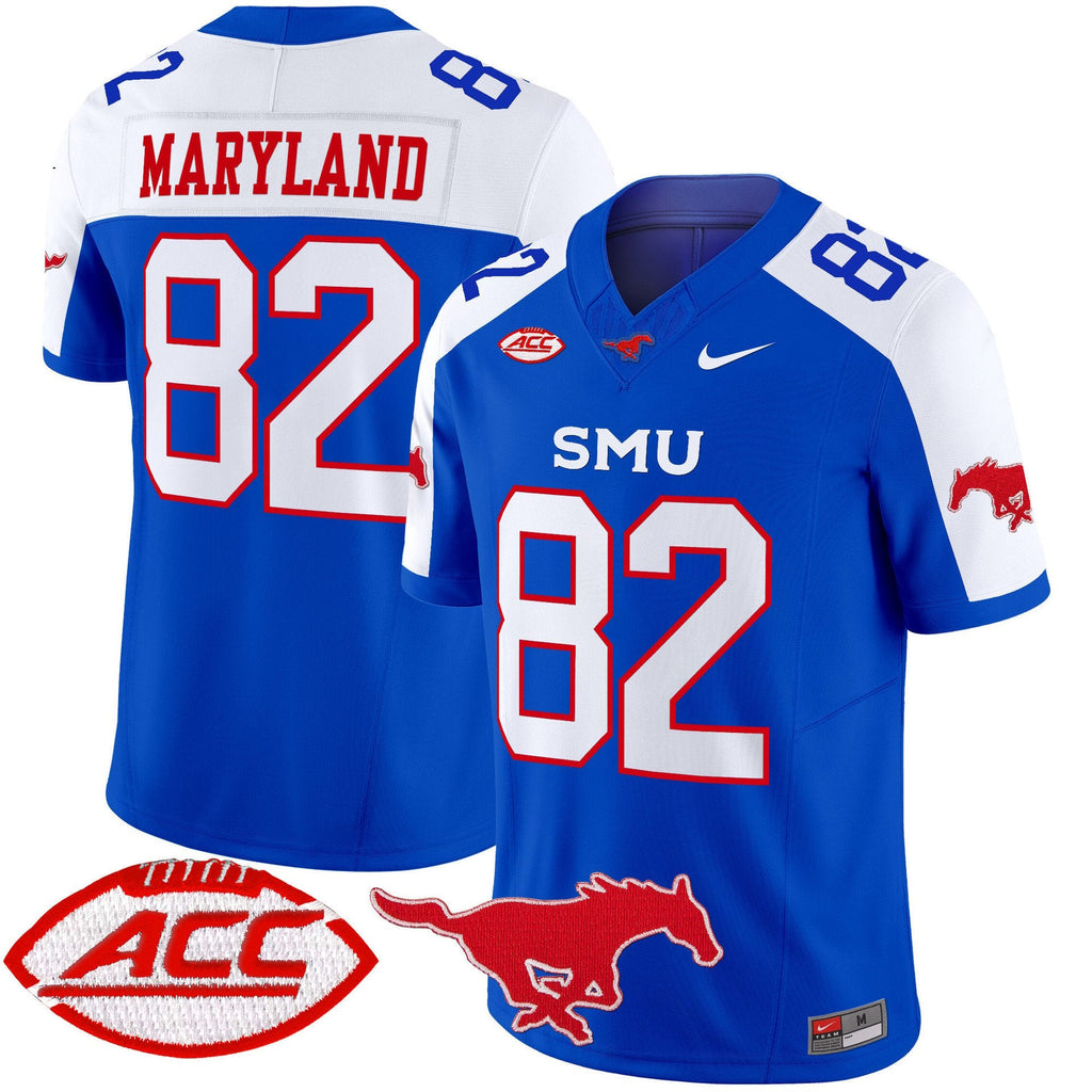 RJ Maryland Jersey #82 SMU Mustangs 2025 Vapor Limited Stitched