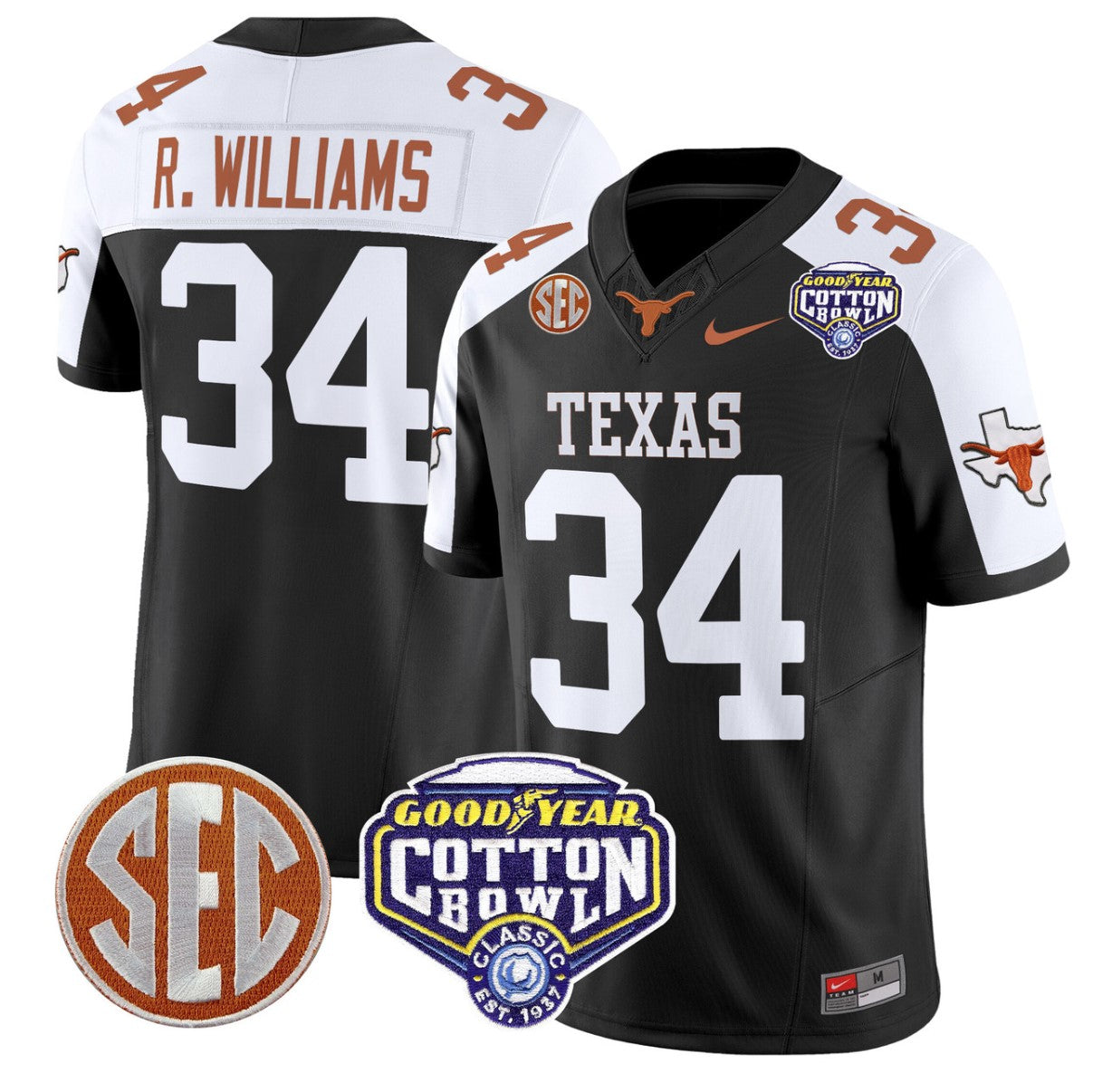 Ricky Williams Jersey #34 Texas Longhorns Cotton Bowl Patch Stitched