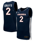 RyLee Grays Jersey #2 Virginia Cavaliers NIL Basketball Navy