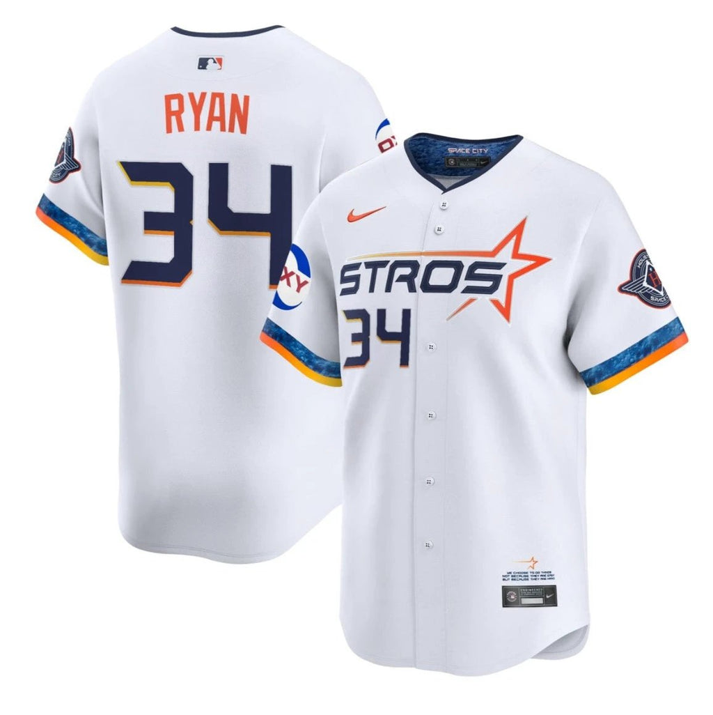 RYAN #34 Houston Astros White Jersey - All Stitched