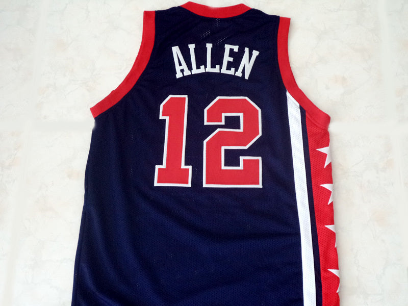 Ray Allen Jersey #12 Team USA Basketball Navy Blue