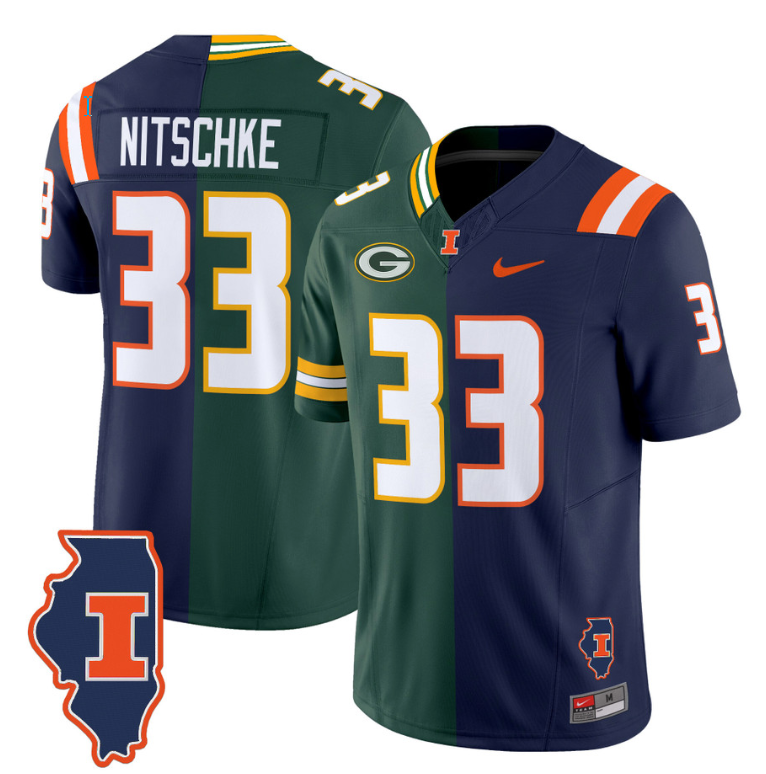 Ray Nitschke Jersey #33 Illinois Fighting Illini Split Vapor Limited Football