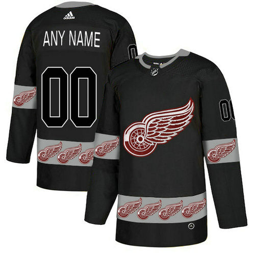 Red Wings Custom Black Team Logos Fashion Jersey Stitched