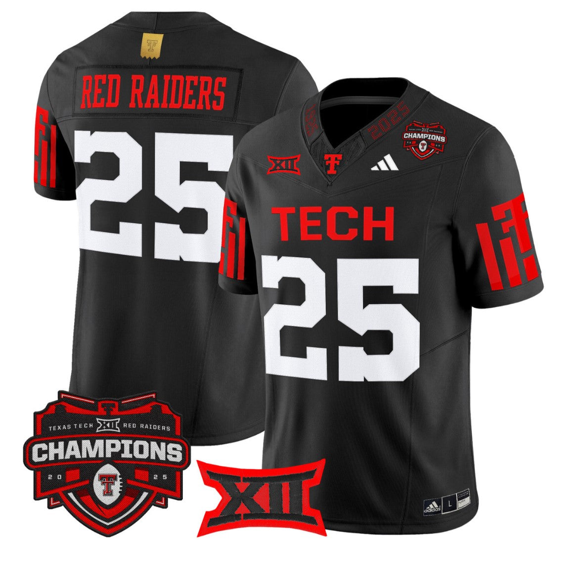 Red Raiders Jersey #25 Texas Tech 2025 Big 12 Champions Limited Stitched