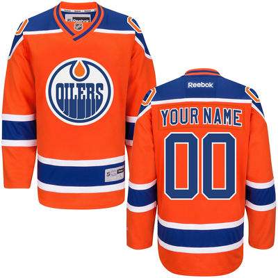 Reebok Orange Edmonton Oilers Custom Premier Alternate Jersey Stitched