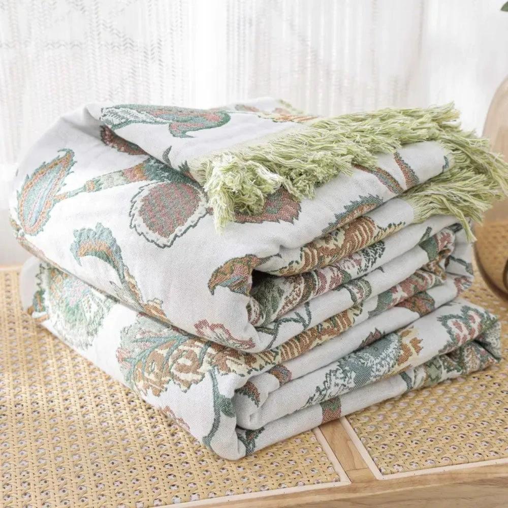 Reverie Floral Tassel Cotton Blanket