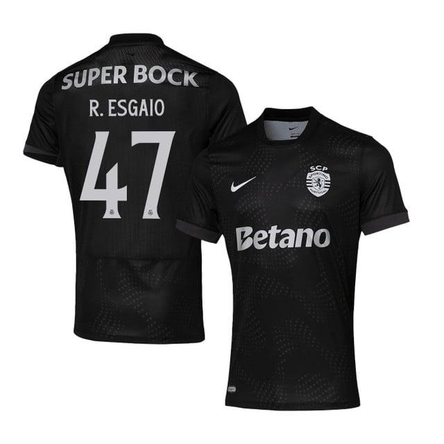 Ricardo Esgaio 47 Sporting CP 2025-26 Away Match Jersey – Black
