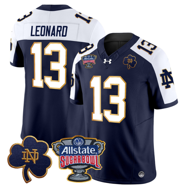 Riley Leonard Jersey #13 Notre Dame 2024 Sugar Bowl Patch Football